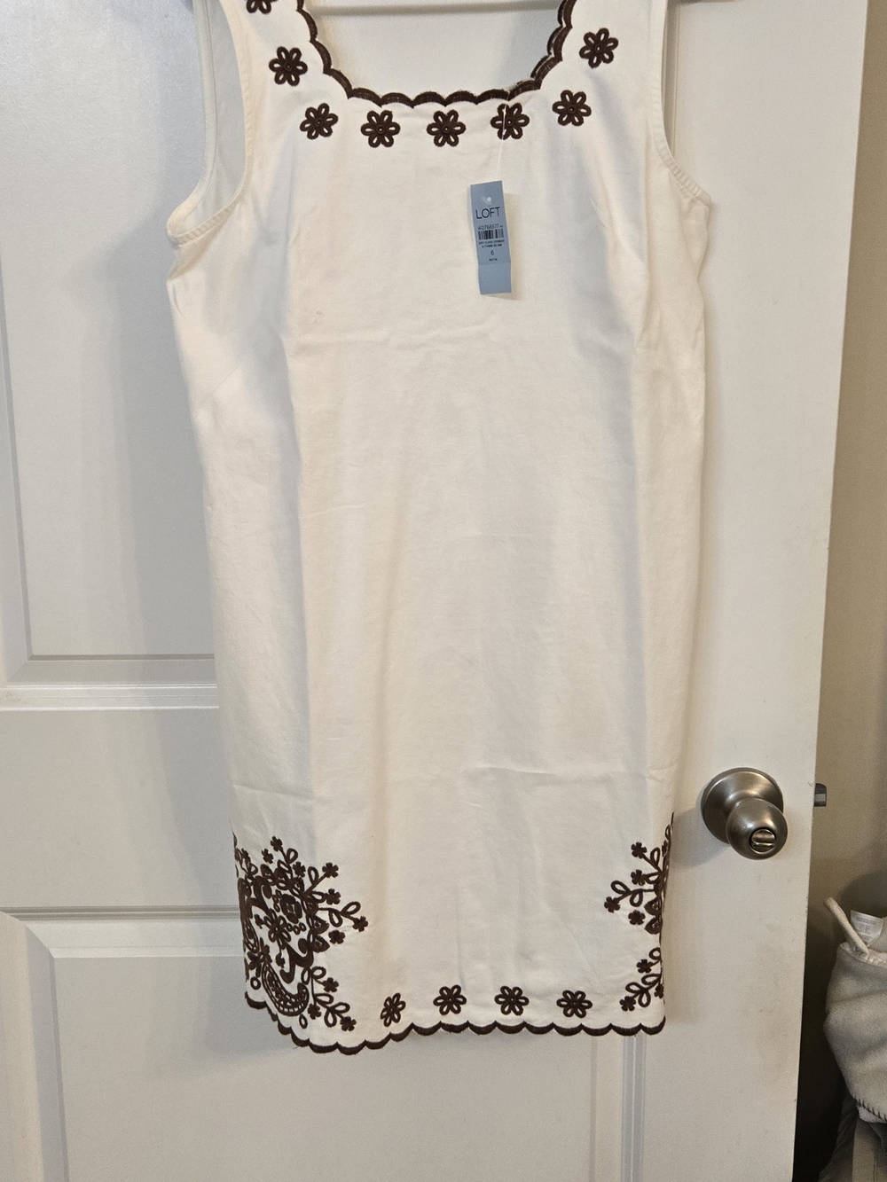 LOFT Petite Scalloped Floral Eyelet Mini Dress